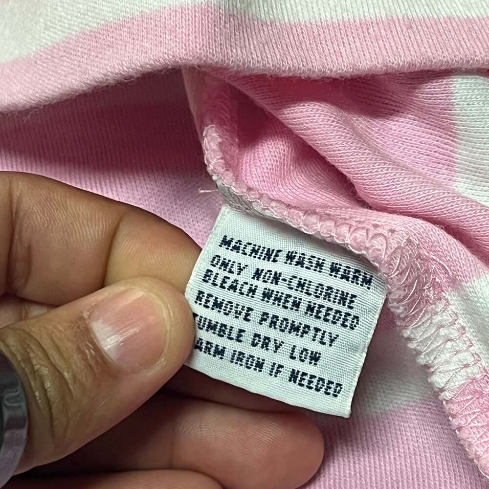 Vintage Polo Ralph Lauren Pink and White Striped Short Sleeve Polo Shirt with Gr - Picture 6 of 7